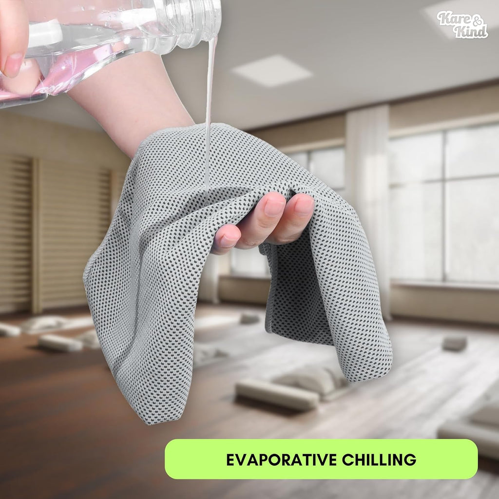 2 Pack Evaporative Cooling Towel, 12X40 Inch Chill Pat for Sports, Workout, Fitness, Gym, Yoga, Pilates, Travel, Camping & More (Green, Gray)