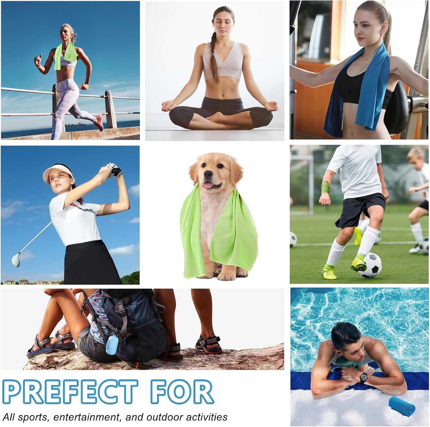 4 Pack Cooling Towels (40"X12"), Microfiber Chilly Towels Soft Breathable Gym Ice Towel for Workout, Yoga, Sport, Silicone Set Travel Sweat Towels Fast Drying Lightweight Cooling Neck Wraps