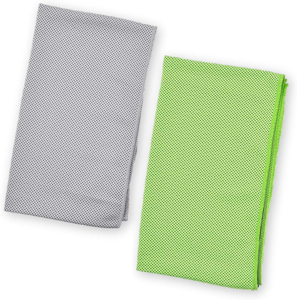 2 Pack Evaporative Cooling Towel, 12X40 Inch Chill Pat for Sports, Workout, Fitness, Gym, Yoga, Pilates, Travel, Camping & More (Green, Gray)