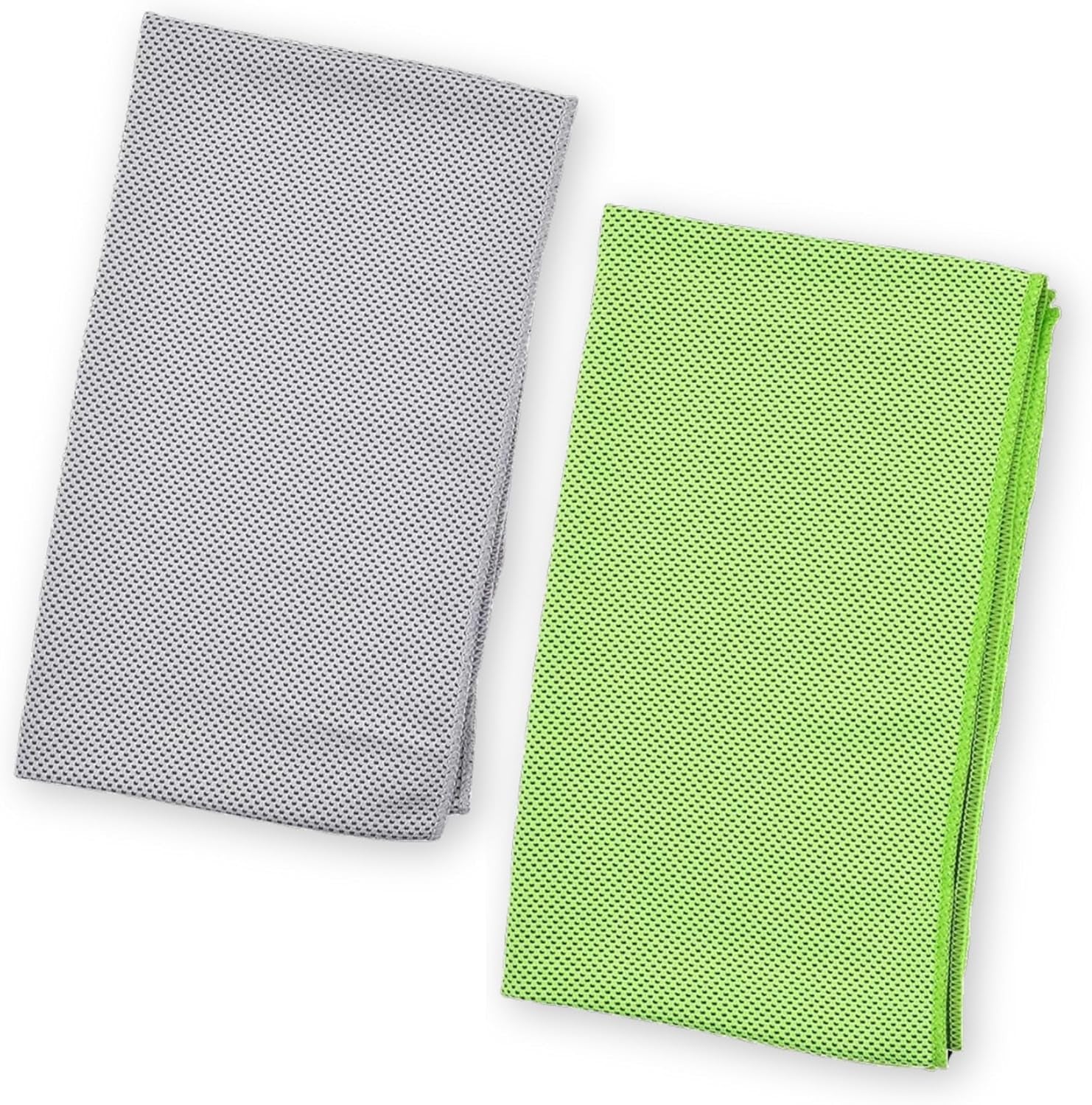 2 Pack Evaporative Cooling Towel, 12X40 Inch Chill Pat for Sports, Workout, Fitness, Gym, Yoga, Pilates, Travel, Camping & More (Green, Gray)