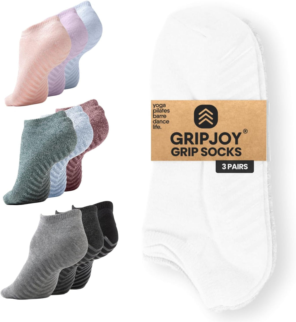 Grip Socks 3-Pack, Non Slip Socks for Yoga, Pilates, Barre, Dance