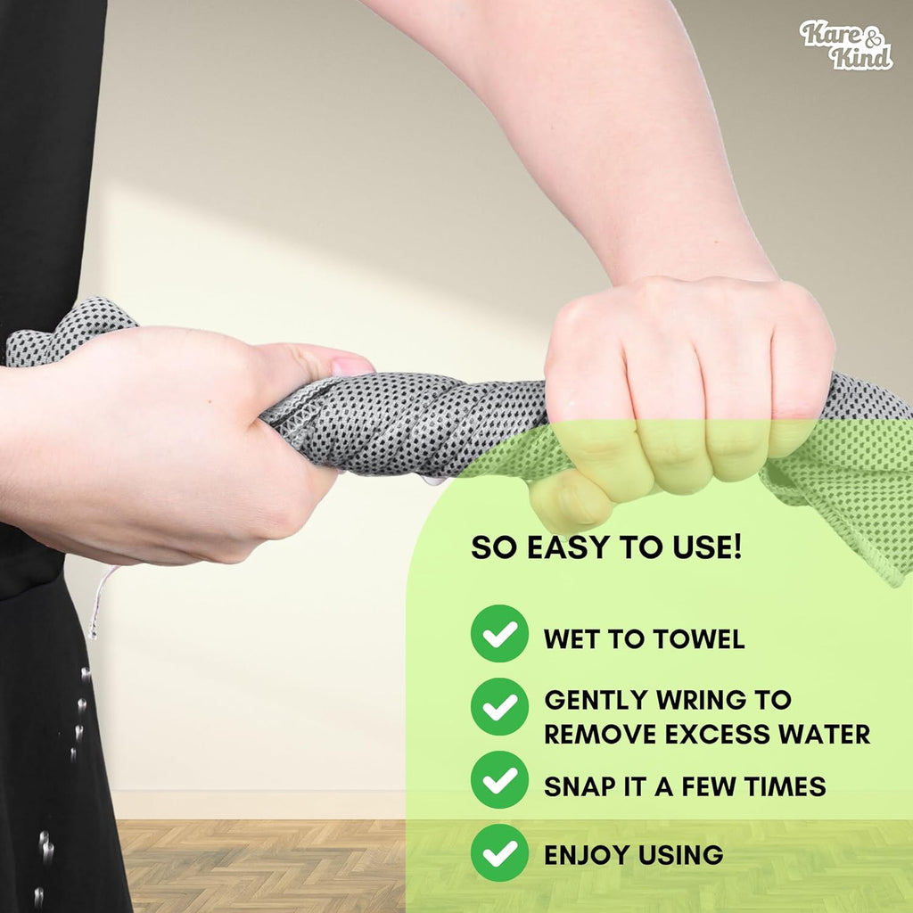 2 Pack Evaporative Cooling Towel, 12X40 Inch Chill Pat for Sports, Workout, Fitness, Gym, Yoga, Pilates, Travel, Camping & More (Green, Gray)
